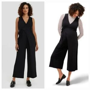 NEW Nom Francesca Maternity and Nursing Jersey Knit Jumpsuit in Black Size Large
